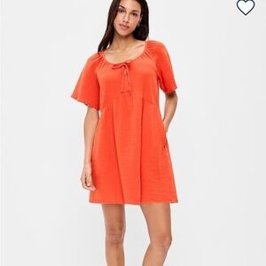 Old Navy Red-Orange Tie-Front Swing Dress